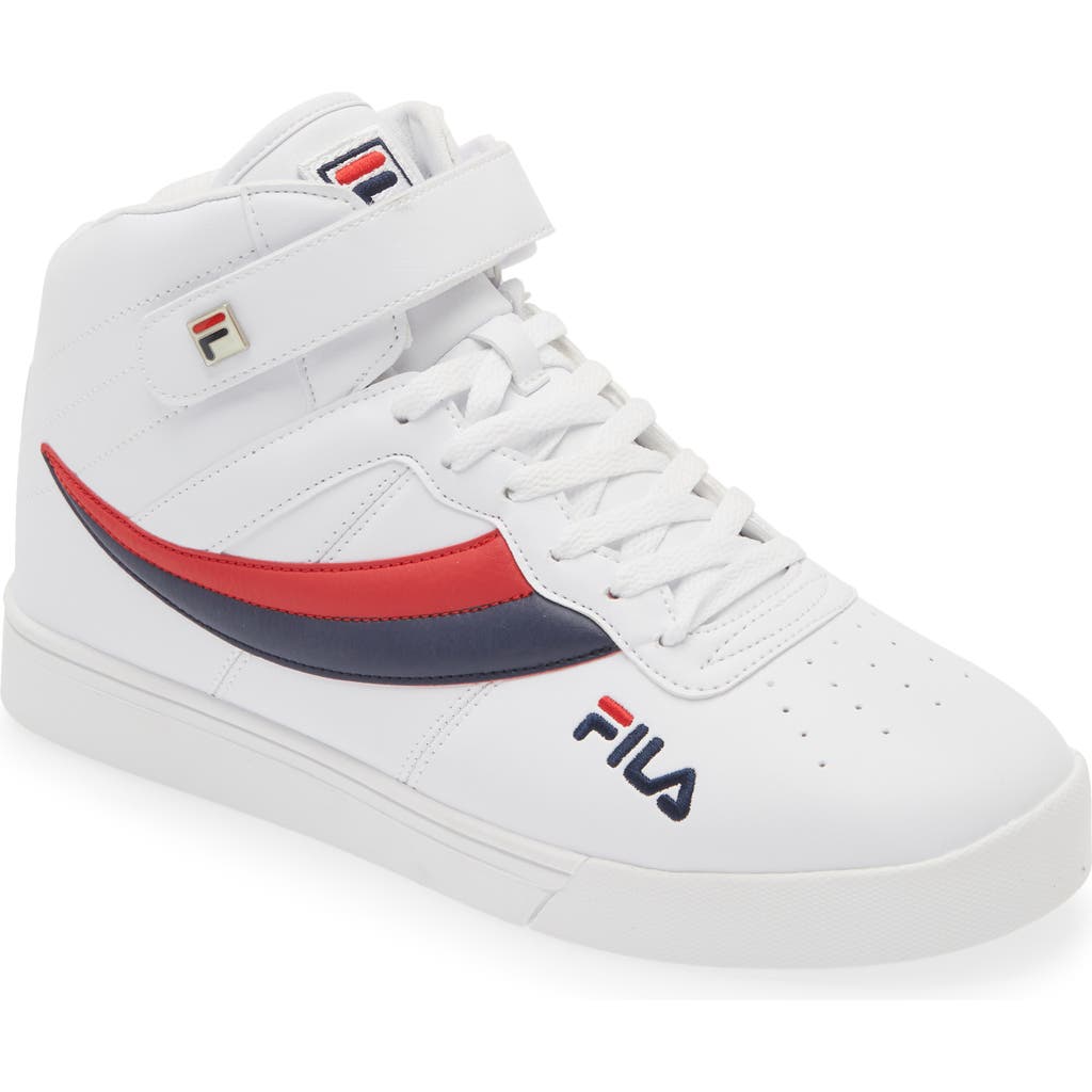 Shop Fila Vulc 13 Reverse Flag High Top Sneaker In White/navy/red