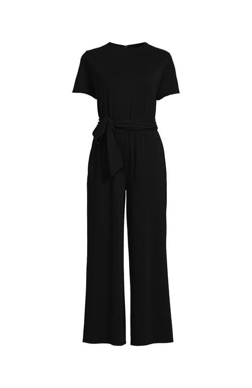 Shop Lands' End Cupro Tie Waist Jumpsuit In Black