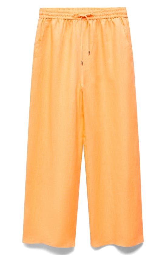 Shop Mango Linen Drawstring Pants In Clementine