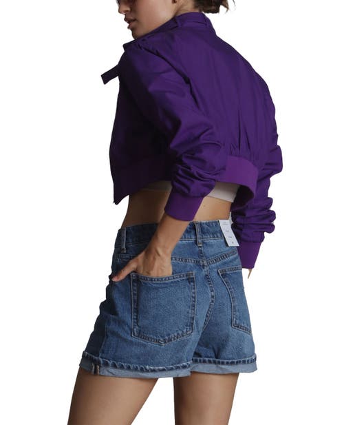 Members Only Mini Cropped Racer Jacket In Purple