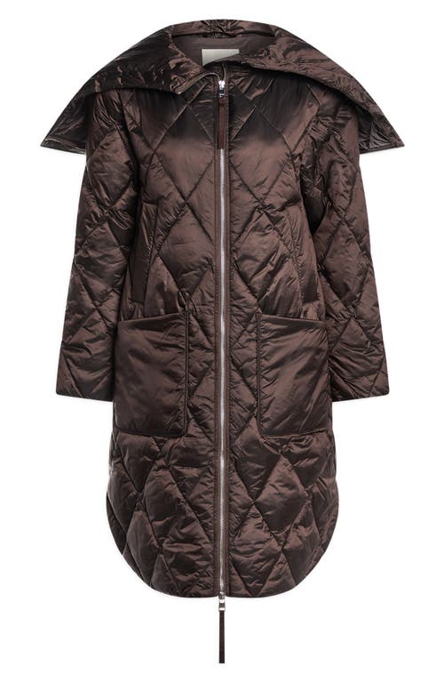 Shop Varley Frisco Long Quilted Jacket In Coffee Quartz Metallic