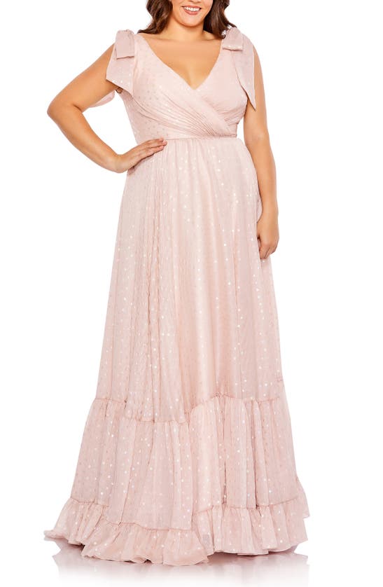 Mac Duggal Iridescent Polka Dot Maxi Dress In Blush ModeSens