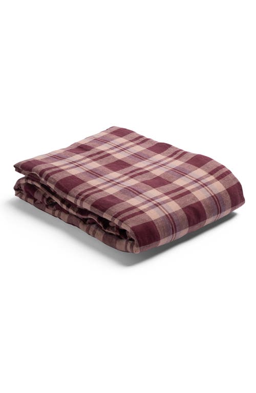 PIGLET IN BED Check Linen Duvet Cover in Berry Check at Nordstrom