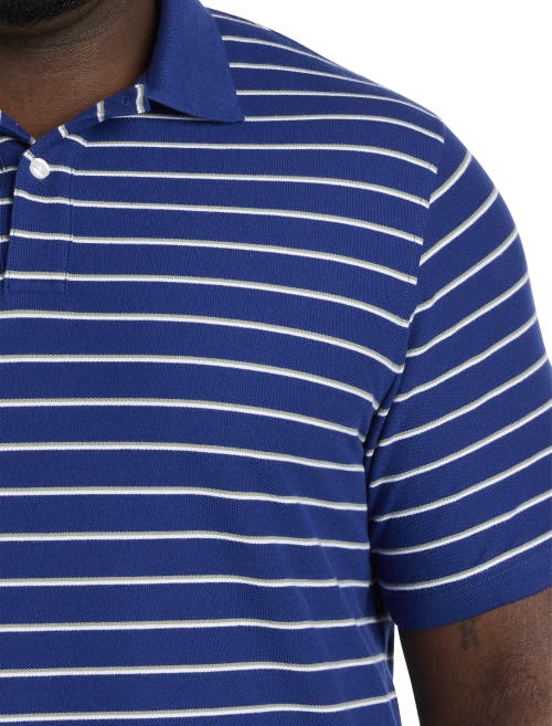 Harbor Bay By Dxl Tri-color Striped Polo Shirt In Blue Multi