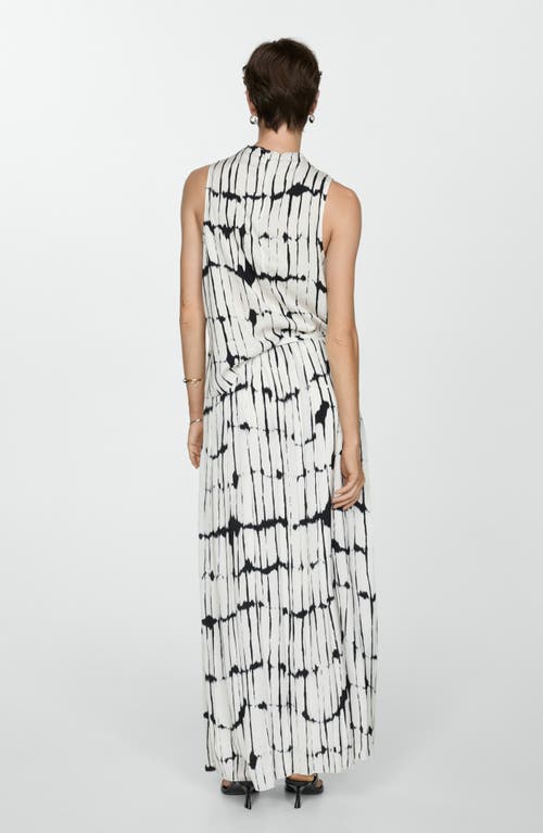 Shop Mango Pleated Print Midi Skirt In Off White