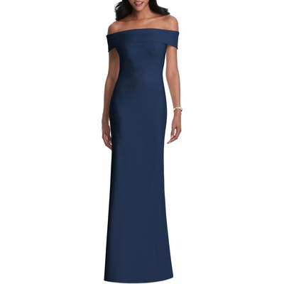 After Six Off The Shoulder Stretch Crepe Gown, Blue