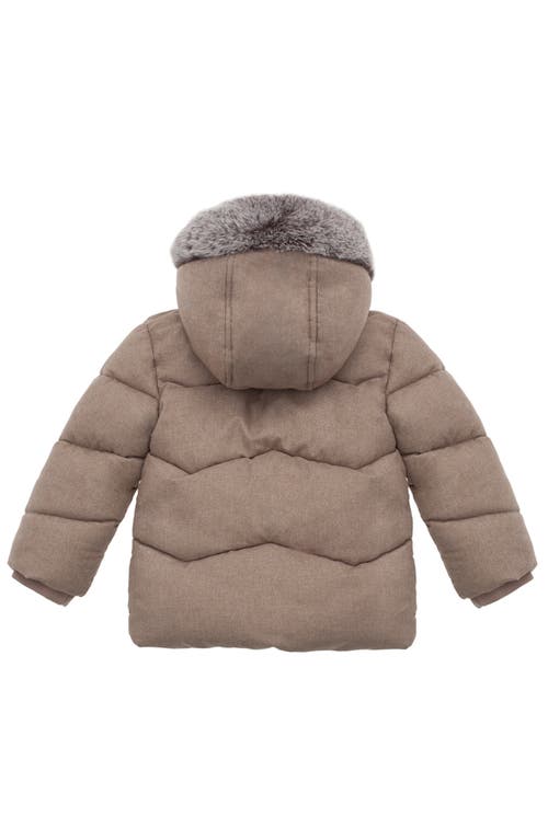 Rokka&rolla Baby Cozy Fleece Lined Warm Winter Coat With Hood In Warm Beige