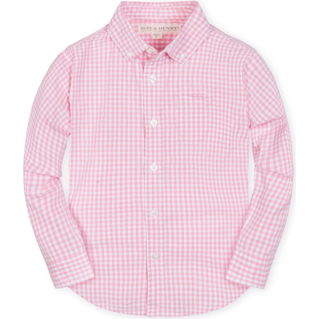 Hope & Henry Boys' Organic Stretch Poplin Shirt, Kids In Classic Pink Gingham