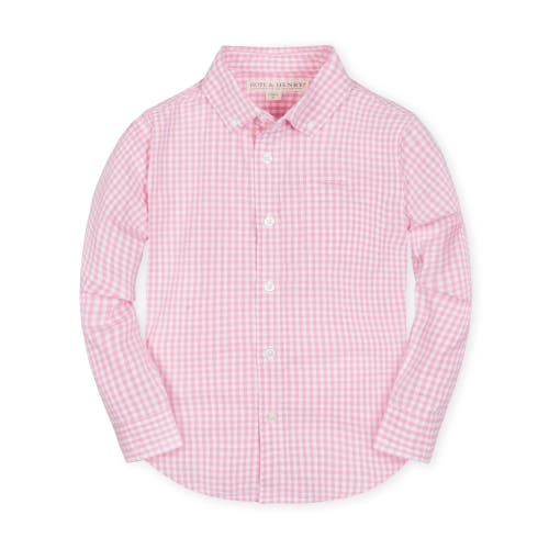 Hope & Henry Boys' Organic Stretch Poplin Shirt, Kids In Classic Pink Gingham