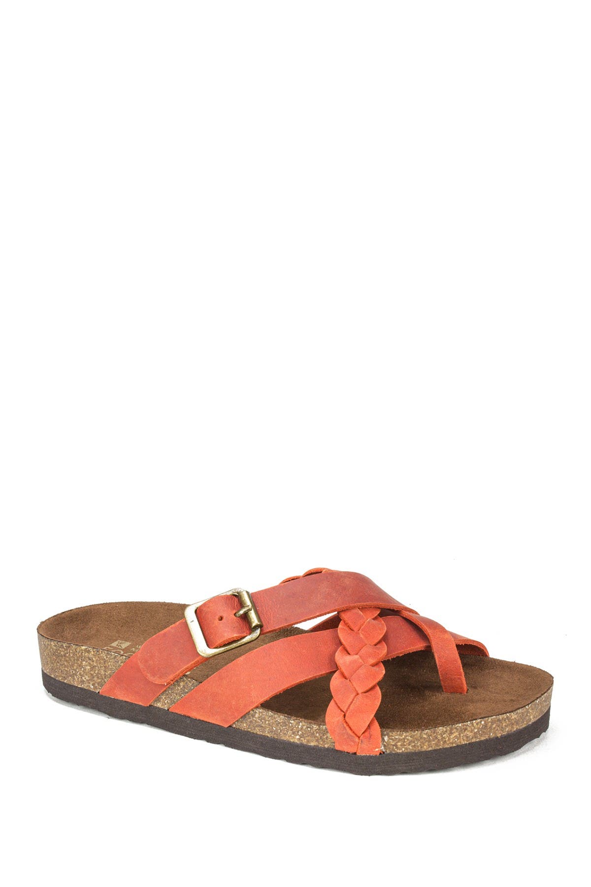 White Mountain Footwear Harrington Leather Footbed Sandal In Rust/leather