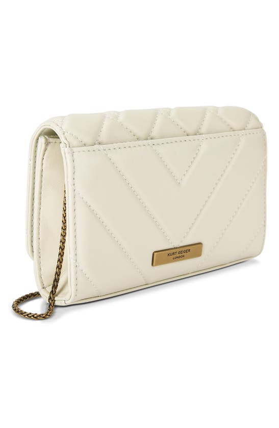 Shop Kurt Geiger Extra Mini Kensington Quilted Leather Wallet On A Chain In Natural