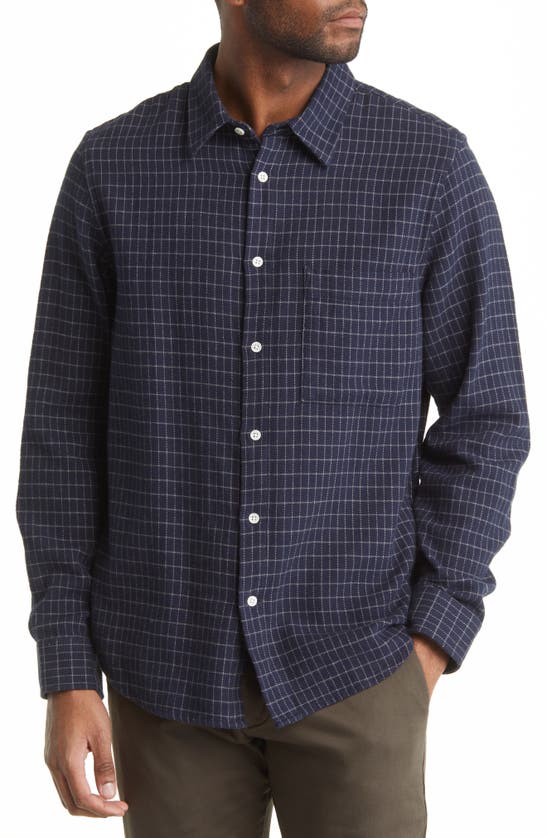 Nn07 Arne 5166 Plaid Cotton Flannel Button-up Shirt In Blue Check