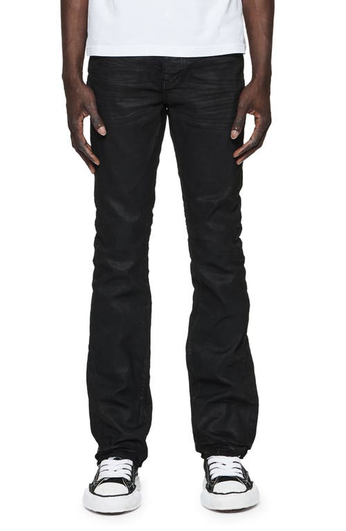 PURPLE BRAND Coated Flare Jeans Black at Nordstrom,