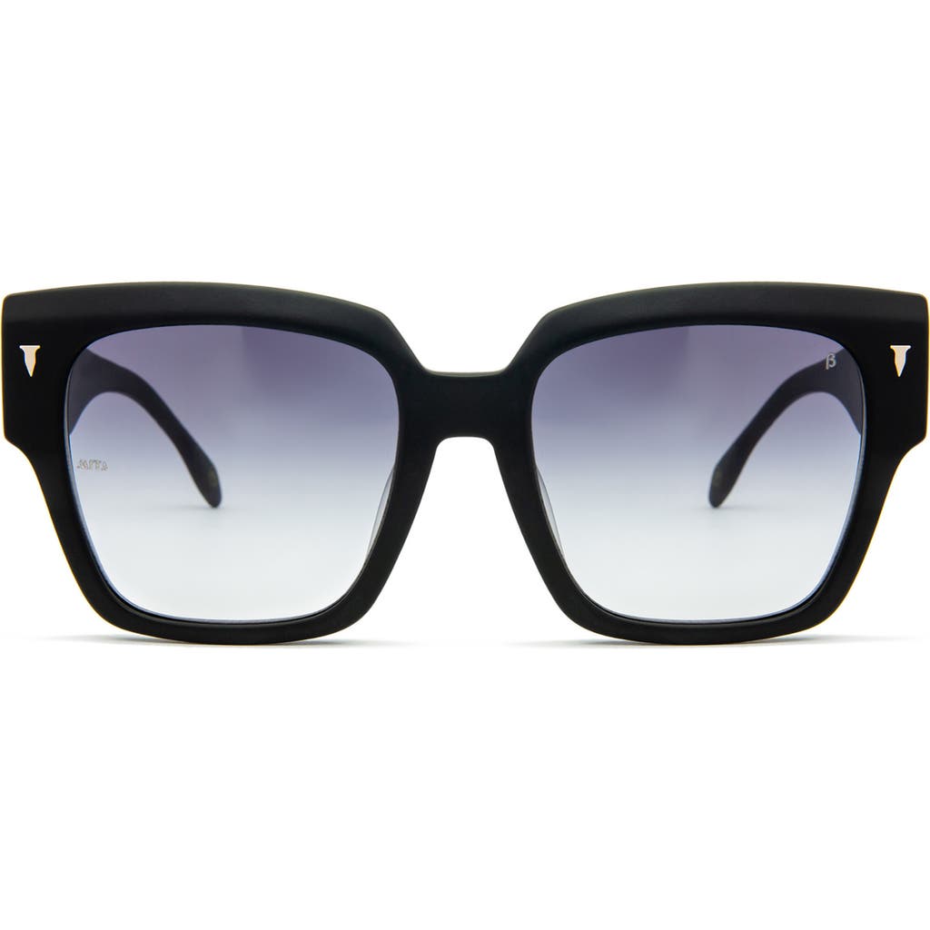 Shop Mita Sustainable Eyewear Capri 56mm Geometric Sunglasses In Matte Black/gradient Smoke