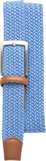 Leather-and-Cloth Braid Belt with Brushed Nickel Buckle - w.kleinberg