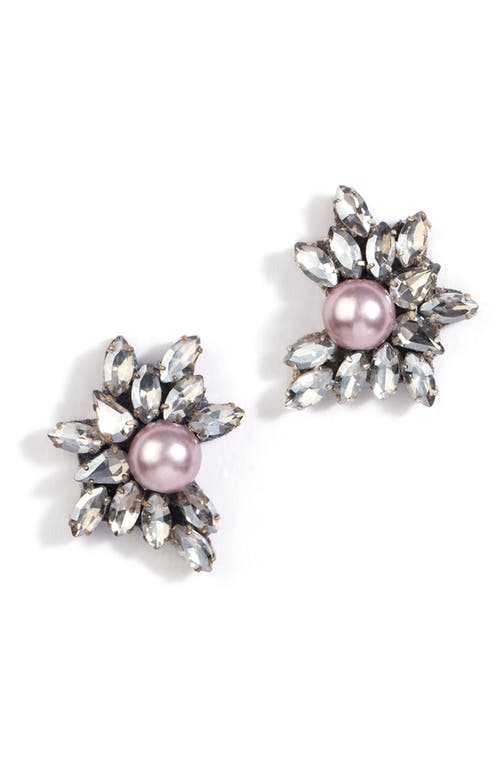 Deepa Gurnani Sahana Imitation Pearl Stud Earrings in Gunmetal at Nordstrom