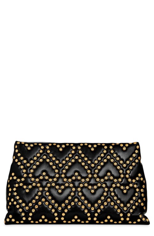 Rebecca Minkoff Heart Stud Pillow Quilted Faux Leather Clutch in Black at Nordstrom