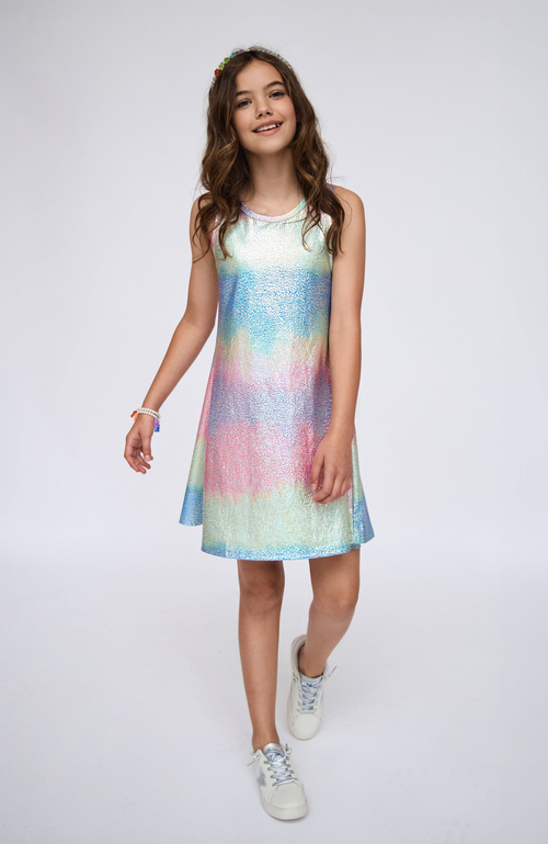 Shop Lola + The Boys Metallic Ombre Tank Dress In Multicolor