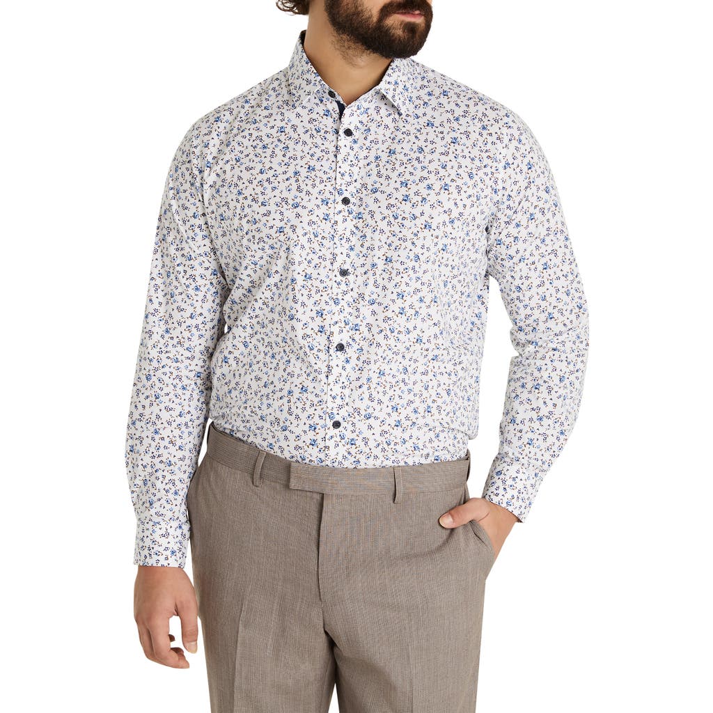 Shop Johnny Bigg Lewis Regular Fit Stretch Cotton Button-up Shirt In Blue/white