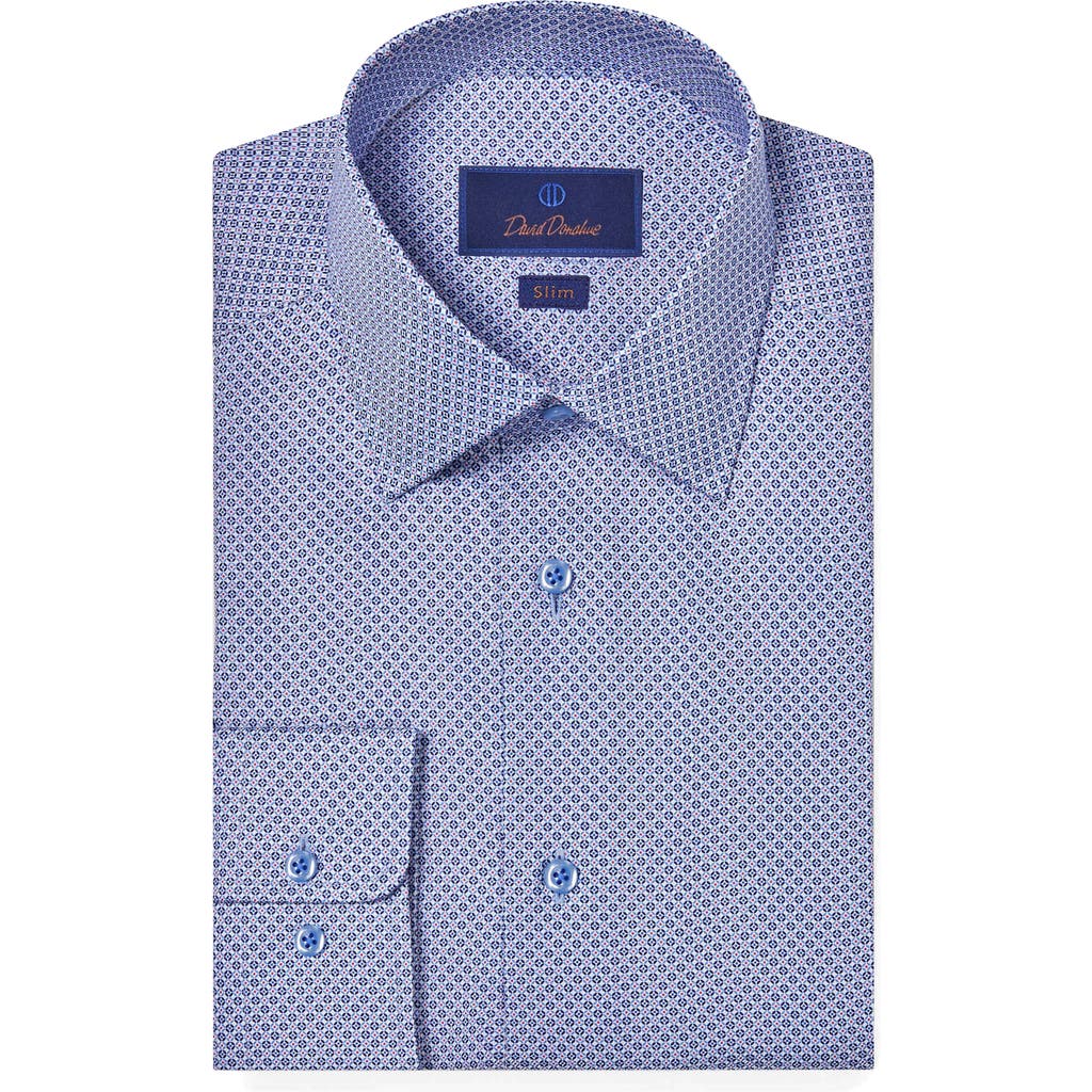 David Donahue Slim Fit Geometric Print Dress Shirt In Blue/berry