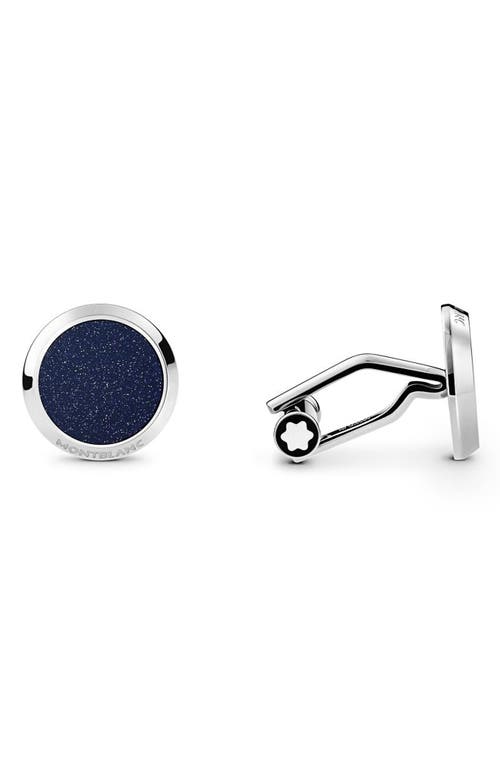 Shop Montblanc Goldstone Cuff Links In Blue/silver