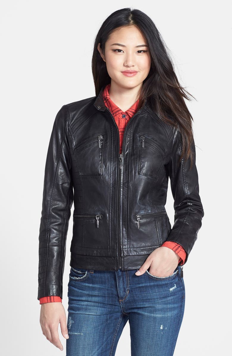Bernardo Four-Pocket Leather Jacket (Regular & Petite) | Nordstrom