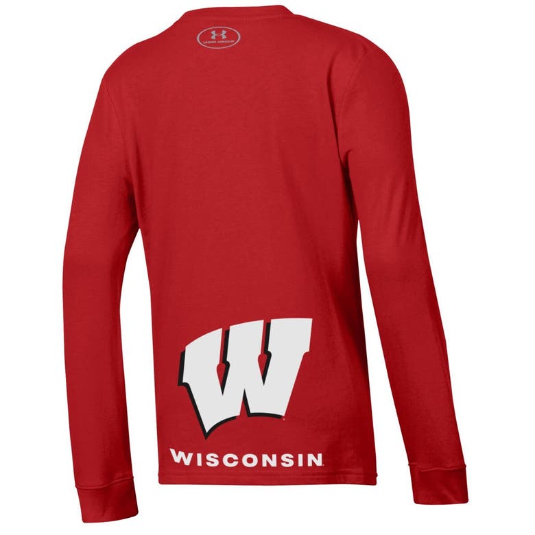Shop Under Armour Youth   Red Wisconsin Badgers 2024 On-court Bench Unity Performance Long Sleeve T-shirt