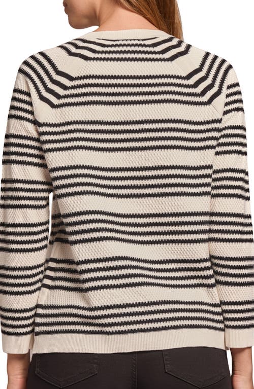 Shop Jones New York Textured Stripe Crewneck Sweater In Jones White/jones Black