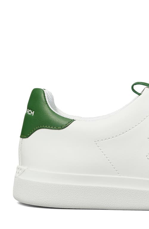 Shop Tory Burch Double T Howell Court Sneaker In White/arugula Green