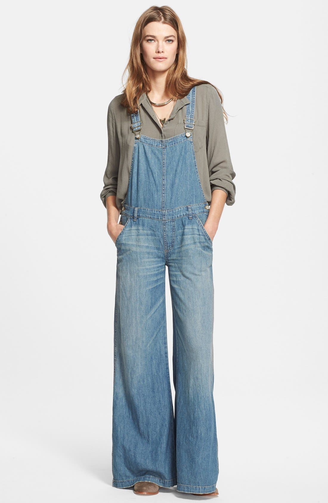 Free People Washed Chambray Overalls Nordstrom