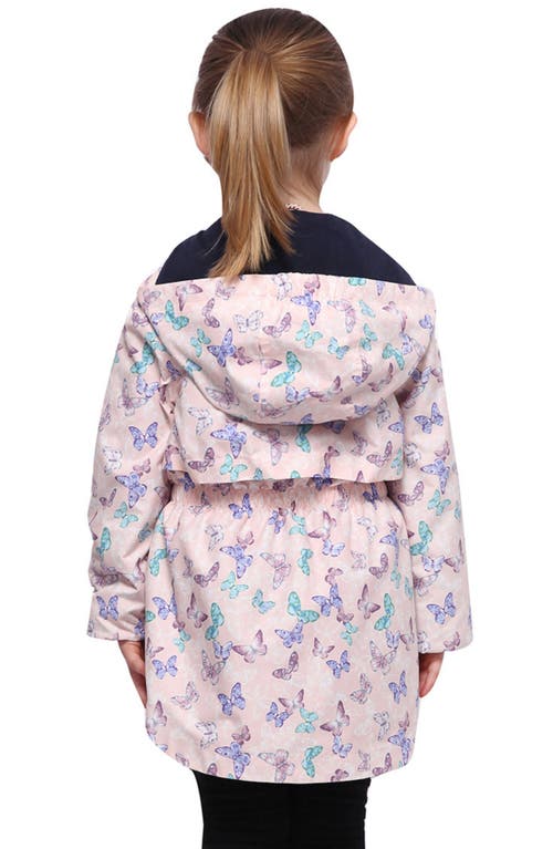 Rokka&rolla Kids' Lightweight Rain Jacket Trench Coat In Butterfly Pink
