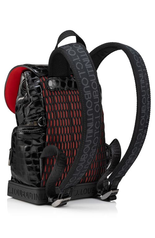 Shop Christian Louboutin Small Explorafunk Croc Embossed Leather Backpack In Black/black