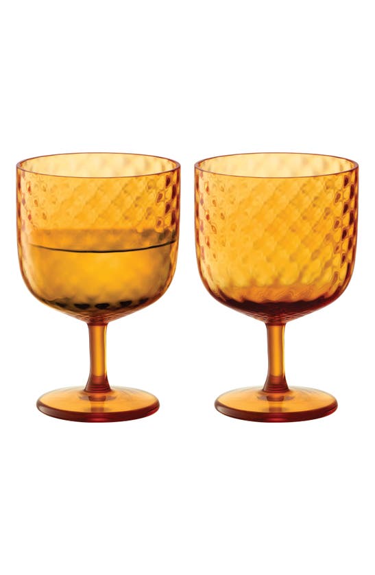 Lsa Dapple Set Of 2 Wine Glasses In Amber