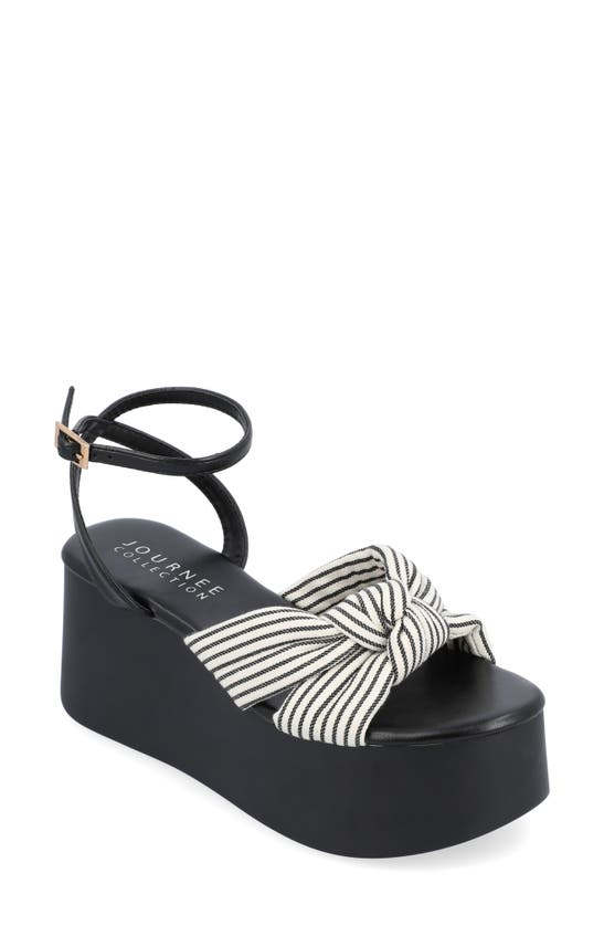 Journee Collection Lailee Ankle Strap Platform Sandal In Black/ White