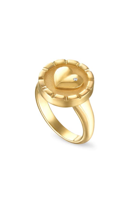 Shop Pamela Zamore Love Diamond Signet Ring In Gold