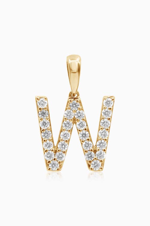Oradina 14k Gold Luxe Letter Diamond Initial Pendant Charm In Yellow Gold - W