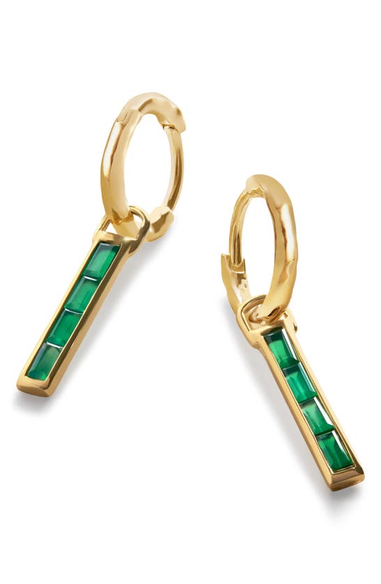 Monica Vinader Set Of 2 Mismatched Mini Baguette Green Onyx Earring Charms In 18ct Gold Vermeil / Green Onyx