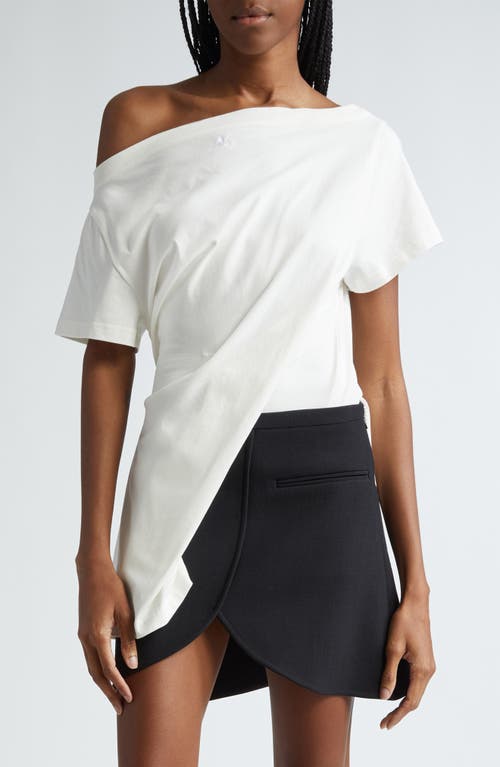 Courrèges Asymmetric Bateau Neck Cotton Knit Dress in Heritage White
