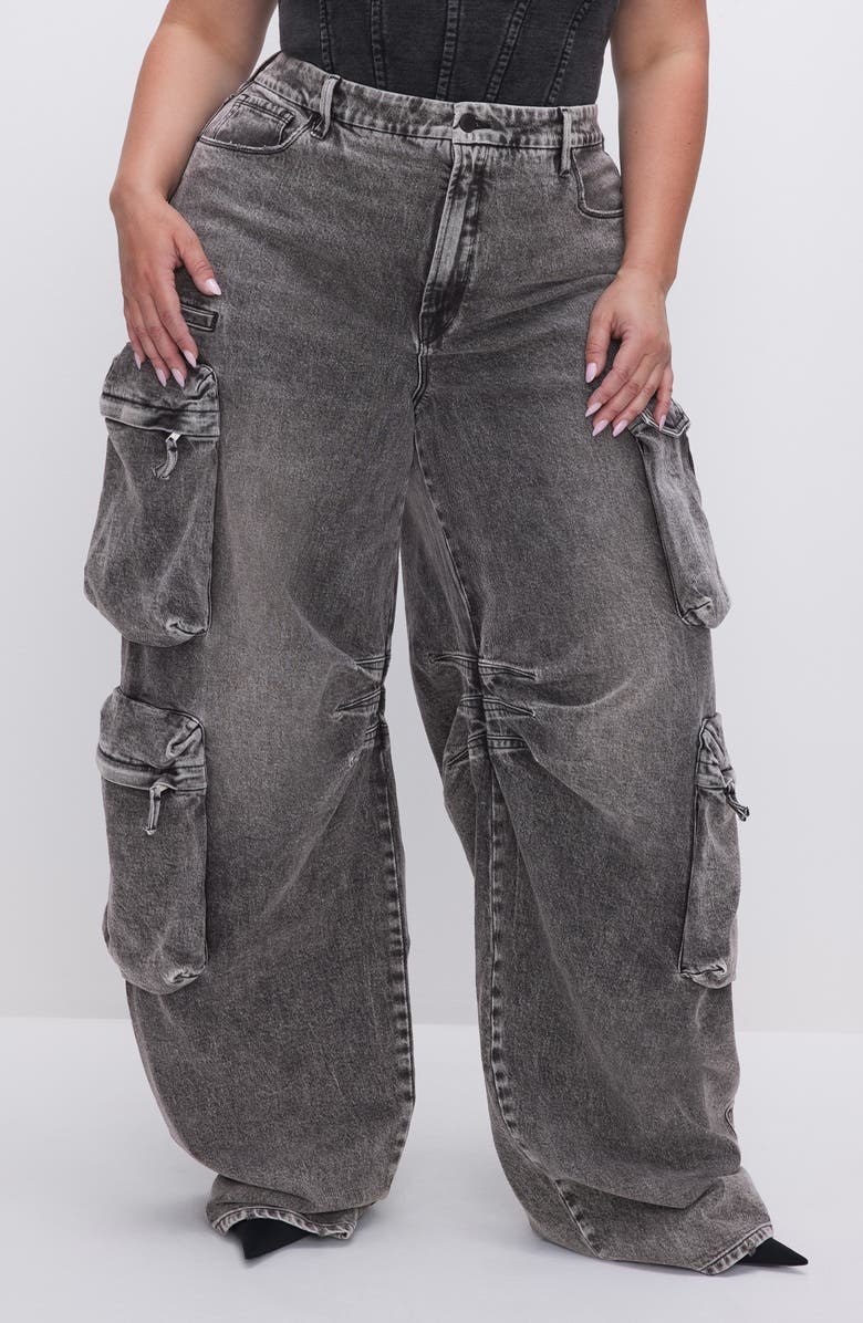 Good American Wide Leg Denim Cargo Jeans | Nordstrom