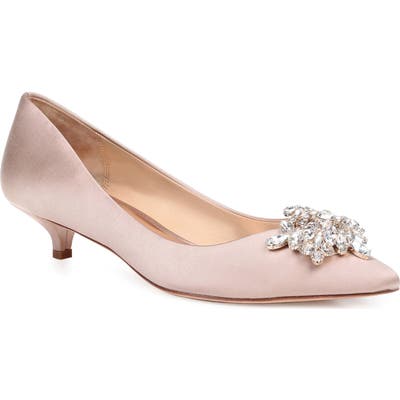 Badgley Mischka Vail Embellished Kitten Heel Pump, Beige