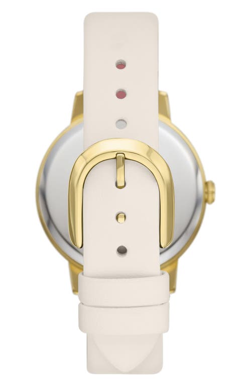 Shop Kate Spade New York Metro Leather Strap Watch, 34mm In Gold/cream