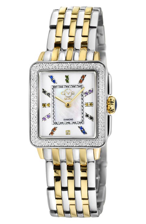 Padova Limited Edition Swiss Quartz Gemstone & Diamond Accented Watch, 27 mm x 30 mm - 0.0116 ctw