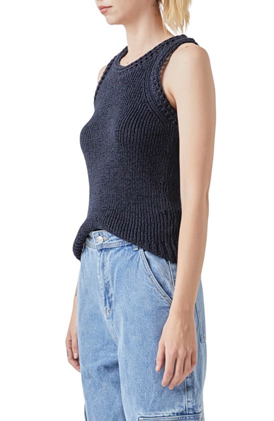 Shop Grey Lab Ribbed Sleeveless Sweater In Navy