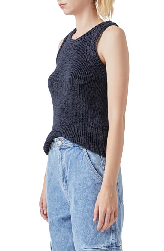 Grey Lab Ribbed Sleeveless Sweater In Navy