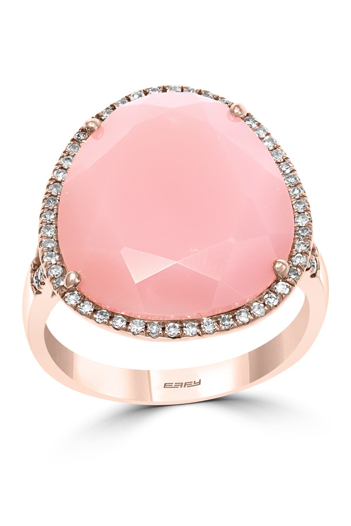 Effy | 14K Rose Gold Diamond & Pink Opal Ring - Size 7 | Nordstrom Rack