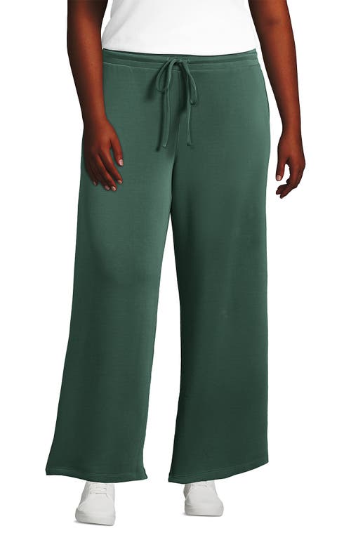 Shop Lands' End Plus Size Cupro Knit Mid Rise Wide Leg Pants In Washed Evergreen