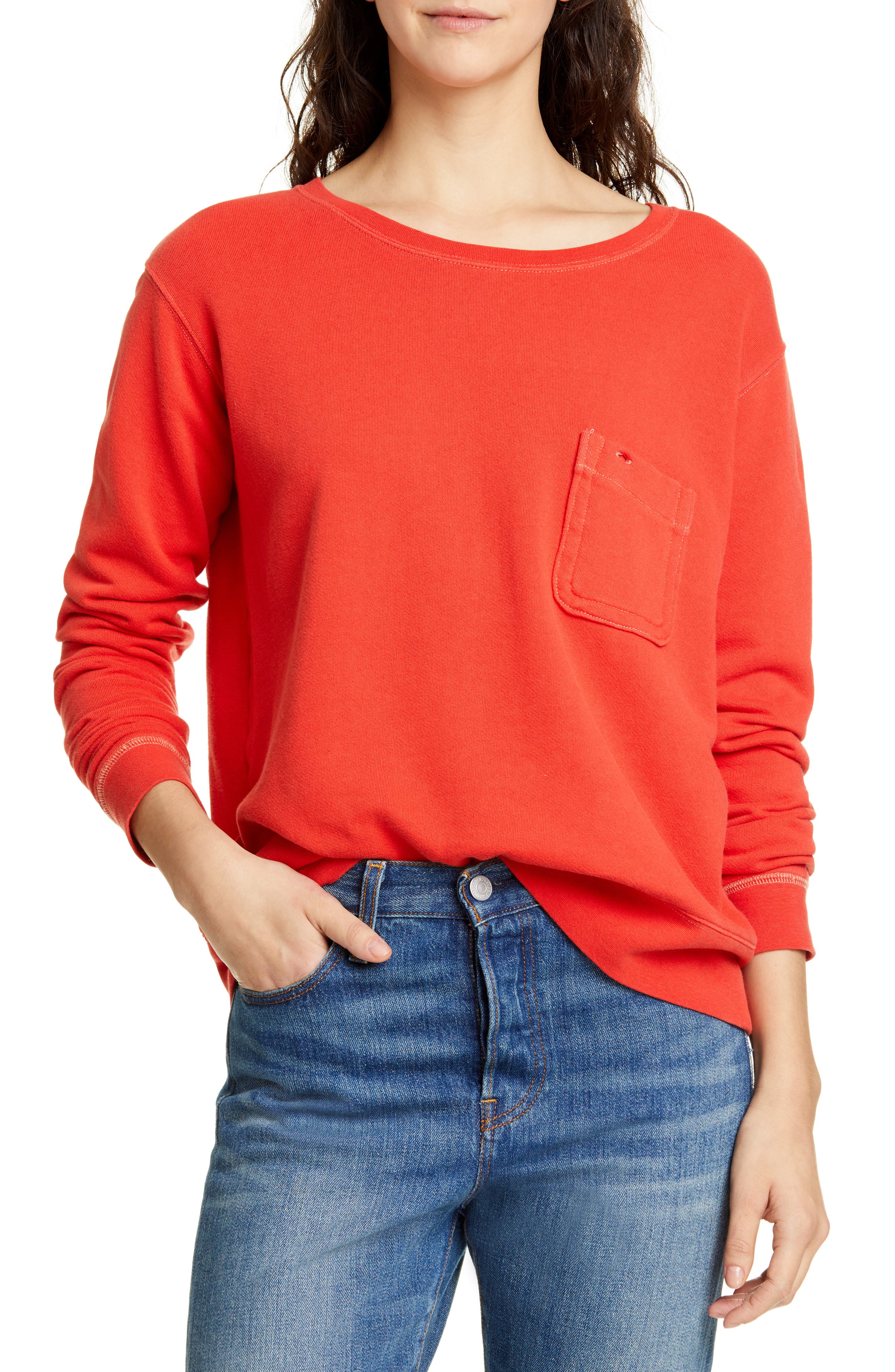 Alex Mill Fleece Pocket Sweatshirt, Red