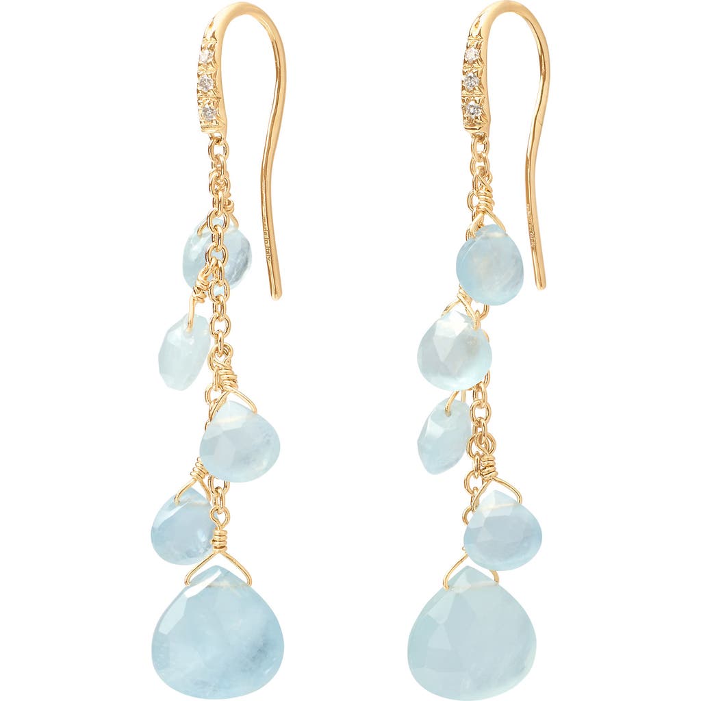 Marco Bicego Paradise Aquamarine Drop Earrings In 18k Yellow Gold
