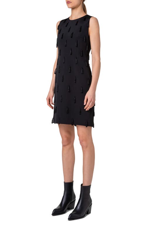 Shop Akris Tassel Silk Sheath Dress In Black