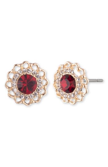 Marchesa Crystal Stud Earrings In Red